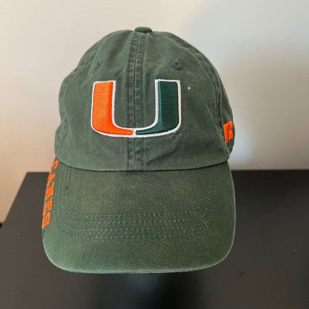 Russell Athletic Miami Hurricanes Hat Green Adjustable Dad Cap Canes U Logo